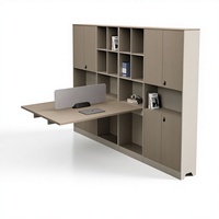 Bureau d'accueil moderne sur pied avec panneau en bois et tiroir en mélaminé, hauteur réglable, autoportant