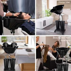 Mobilier de Coiffure et Balnéothérapie Noir, Bac à <span class=keywords><strong>Shampooing</strong></span> Réglable pour Salon de Beauté, Lavabo Lave-Tête Professionnel avec Réservoir d'Eau - Product Image 6