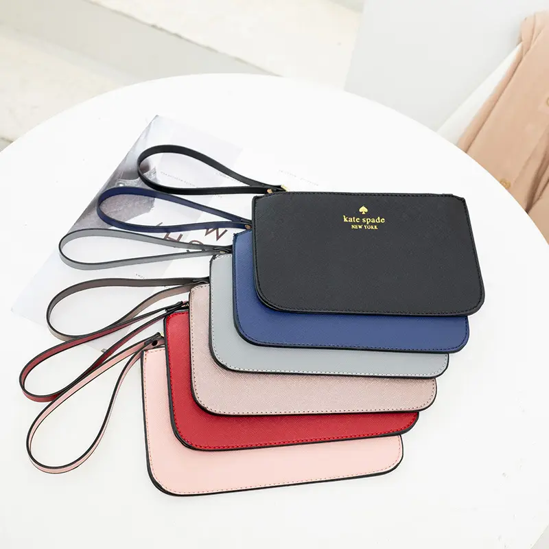 YIMYIK 2022 Fashion Zipper Purse Simple Letter Black Cheap PU Leather Wallet for Women