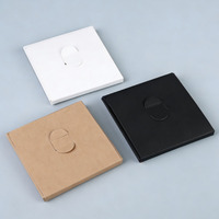 Boîte en papier kraft noir et brun en gros, pliable, double insert, neutre, universelle, pour tasse à café, boissons, sous-verre carré, avec fenêtre