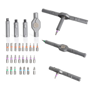 Ratchet <b>Screwdriver</b> <b>Set</b> 24 In 1 Manual Aluminum Alloy Handle Magnetic Tip For Precision Repair And Assembly Tasks - Product Image 2