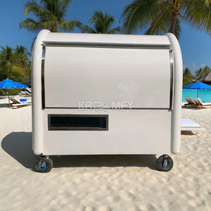 4 Wheels Ice Cream Cake Bread Display Freezer Street Food Vending <b>Caravan</b> Kitchen Juice Concession Trailer Hot Dog Cart - Product Image 4