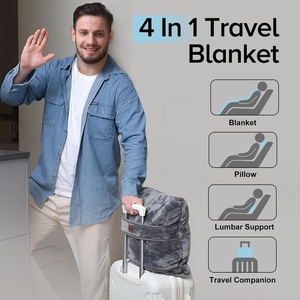 Haustier-Reisekissen & Decken-Set für den Sommer, Flanell, Wendbar, Langlebig, Weich, Gemütlich, Dick, Grau, 450gsm, 67x50, Für Flugzeuggebrauch - Product Image 1