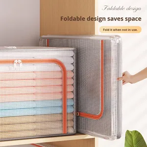 Boîte de rangement robuste verrouillable pour vêtements, literie, couettes avec couvercle à fermeture éclair et cadre en acier pour l'organisation domestique - Product Image 2