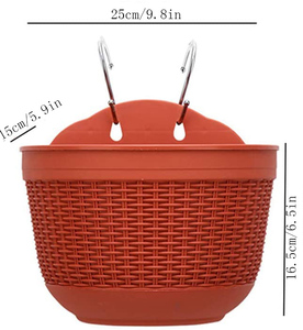 Plastic Wall <strong>Planters</strong> Hanging Flower Plant Pots ,Half Round Plant Holders With S <strong>Hooks</strong> for Fence, Balcony or Rails - Product Image 3
