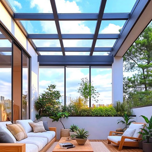 Moderna aleación de aluminio Sunroom inclinado techo moldeado Vidrio cerrado balcón patio para uso doméstico para Villa casa terrazas - Product Image 2