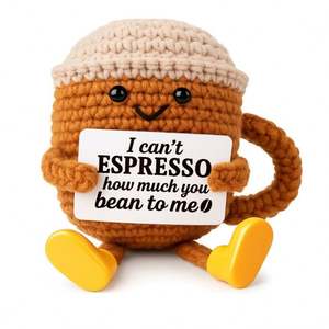 Poupée en crochet personnalisée en forme de tasse à café, amigurumi fait main, compagnon de bureau mignon, décoration positive, cadeau, jouet en crochet Toysrunner pour 12 ans et plus - Product Image 1
