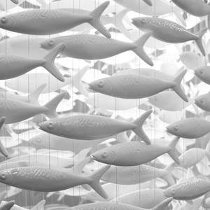 Grand Lustre Moderne en Forme de <span class=keywords><strong>Poisson</strong></span>, Suspension Vintage en Fer et Céramique, LED 6000K Lumière du Jour, IRC 90, Garantie 5 Ans, Éclairage Hôtelier - Product Image 1