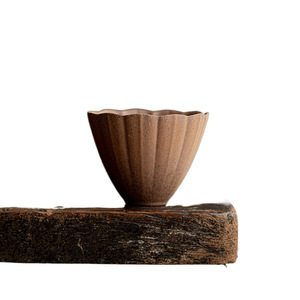 Tazza da tè in ceramica grezza stile cinese retrò con manico, semi-artigianale, per set da tè Kung Fu, piattino, tazza da tè, ciotola da tè - Product Image 5