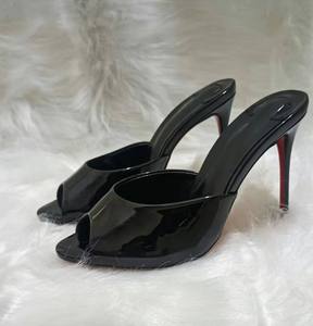 High Quality New Sexy Fish-mouth Stiletto-Heel Slip-on Sandals Women Summer Patent Leather Fashionable Strap Slides All-Matching - Product Image 2