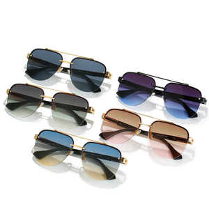 Lunettes de soleil pilote pour homme à double pont en métal, style aviation, 2022 - Product Image 3