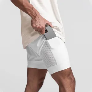 Short de sport 2 en 1 pour homme, respirant, avec poches