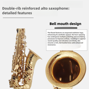 Fabricants en gros, saxophone <span class=keywords><strong>alto</strong></span> Eb de haute qualité, double renfort, finition laquée or, instrument à vent de haute qualité - Product Image 3