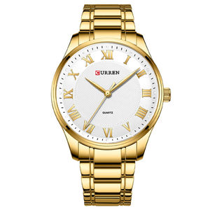 Montre à quartz personnalisée avec logo, bracelet en alliage d'acier inoxydable, pour homme, style simple, décontracté, cadran en verre, aiguilles mécaniques - Product Image 2