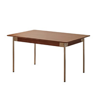 Table de salle à manger en bois massif pour la maison, style Bauhaus, moderne du milieu du siècle, minimaliste, rectangulaire, taille compacte, nouveau style