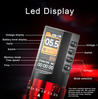 Machine à tatouer sans fil, double batterie 1800mAh, course réglable, pistolet rotatif rechargeable pour artistes professionnels