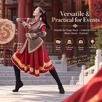 Costume de scène professionnel ethnique et folklorique pour femme, tenue de danse traditionnelle avec armure en similicuir