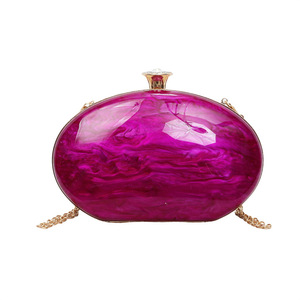 Bolso de mano de acrílico con efecto mármol <span class=keywords><strong>fucsia</strong></span>, con cierre de diamante y cadena, para <span class=keywords><strong>fiesta</strong></span> formal, texturizado, para banquete, rígido, tipo cartera y bolsos de mano - Product Image 6