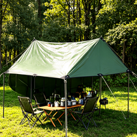 Bâche robuste enduite de PE verte, imperméable, protection UV, résistante aux déchirures pour tentes extérieures et auvents