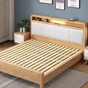 Lit en bois massif avec tête de lit canapé King Size, lit en bois confortable Queen Size, mobilier de chambre pour la maison et l'appartement - Product Image 5