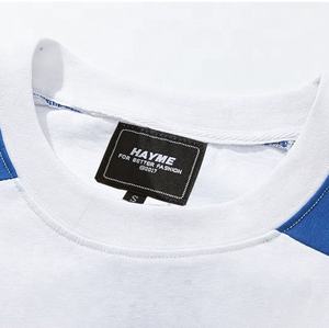 T-shirts en coton surdimensionnés OEM vente en gros T-shirt de coupe en boîte à la mode T-shirt blanc patchwork - Product Image 3