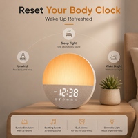 IBN IBN301 Lampu Alarm Bangun Tidur dengan Cahaya Merah dan Suara Putih yang Dapat Disesuaikan, Speaker, Bahan Kain Beludru dan ABS, Garansi 1 Tahun
