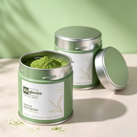 Boîte à thé en métal vide de qualité supérieure, de qualité alimentaire, personnalisée, écologique, ronde, hermétique, pour le matcha