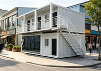 Bâtiment modulaire à deux étages en conteneurs, cabane préfabriquée pour bureau, café, épicerie, maison, hôtel, design moderne, construction rapide