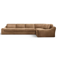 Canapé d'angle de luxe sur mesure pour salon, avec coussins en peluche basse et revêtement en cuir écologique, mobilier d'appartement