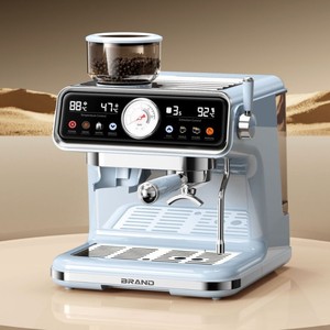 Machine à expresso commerciale avec <span class=keywords><strong>broyeur</strong></span> intégré, contrôle de la température, design rétro en acier inoxydable, manomètre, pour hôtel, camping-car, voiture - Product Image 1