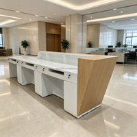 Comptoir de réception moderne en bois MDF laqué, durable et écologique, pour hôtel, école, centre commercial, salle de sport, bar, aéroport