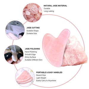 Rodillo Facial de Jade y Gua Sha de Cuarzo Rosa Natural, Herramienta de Masaje Adelgazante, Rodillo de Cuarzo Rosa Guasha - Product Image 3