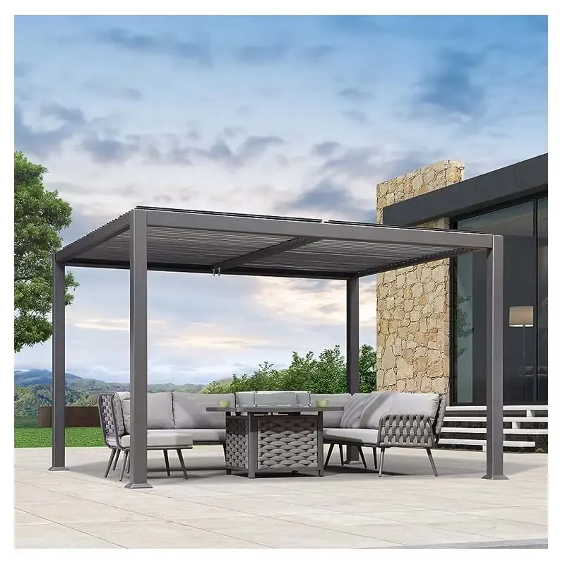 사계절 야외 데크 정원 Pergola 전동 방수 야외 건물 생물 기후 Gazebos pergola