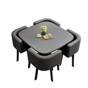 Juego de Mesa de Comedor Moderno y Sencillo al por Mayor con Patas de MDF, Mesa Cuadrada con Sillas, Muebles Creativos y Económicos para el Hogar - Product Image 1
