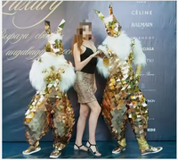 Costumes de fête, costumes de robot réalistes, costumes miroir pour femmes adultes, cosplay, costume de lapin miroir or et argent