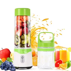 Bpa Vrije 500Ml Draagbare Usb Oplaadbare Smoothie Protein Blender Twee Flessen Proteïne Shaker Elektrische Draagbare Sap Blender