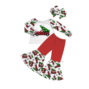 High Quality Christmas Custom Set Toddler Girl Clothes 2Pcs Set Tunic Tops+<b>Bell</b>-Bottomed Pants - Product Image 2