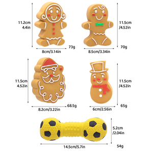Juguetes de Navidad para Perros con Forma de Galleta de Jengibre, Pelota de Látex Duradera con Sonido, Juguetes Interactivos para Masticar para Cachorros, Alivio del Aburrimiento y Dientes Sensibles - Product Image 2