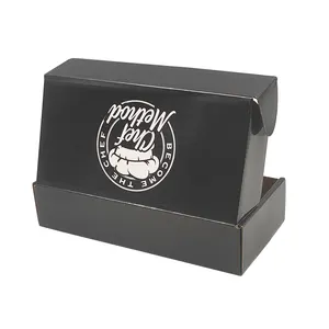 Поставщик коробок на заказ, черная гофрированная бумага, Доставка почтовых ящиков для одежды