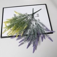 Dekorasi Dinding Tanaman Buatan Sutra Simulasi Tinggi, Bunga Lavender dan Gandum, Latar Belakang Luar Ruangan, Dekorasi Wisuda
