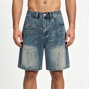 Shorts de mezclilla vintage personalizados de talla grande con bolsillos curvos, pierna ancha holgada, cintura media, estilo informal, vaqueros cortos holgados - Product Image 2