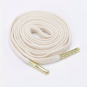 Lacets plats tressés 100 % coton de haute qualité avec embouts en métal or, argent, noir et cuivre pour lacets de chaussures et cordons de sweat-shirt - Product Image 1
