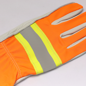 Sarung Tangan Kerja Keamanan Visibilitas Tinggi Kulit dengan Strip Reflektif Hi-Vis untuk Konstruksi Industri dan Pekerjaan Luar Ruangan - Product Image 3