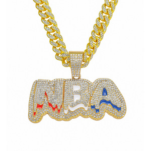 Collar con Colgante de Cadena Cubana, Joyería Hip Hop, Collar con Diamantes, Colgante de Baloncesto para Hombre, Colgante Personalizado - Product Image 1