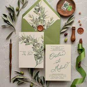 Tuyệt đẹp vellum lời mời đám cưới chi nhánh Cây Ô Liu cá nhân mời cho kỷ niệm ngày cưới - Product Image 3