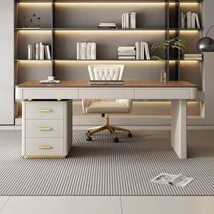 Walnut Solid Wood <b>Desk</b> Modern Minimalist Design With Drawer For Home Office <b>Study</b> Computer Workstation - Product Image 2