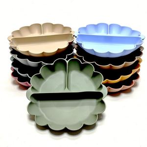 Plato de silicona con forma de calabaza, tazón para aperitivos, vajilla de silicona para entrenamiento alimentario infantil, plato con ventosa potente, plato para frutas - Product Image 1