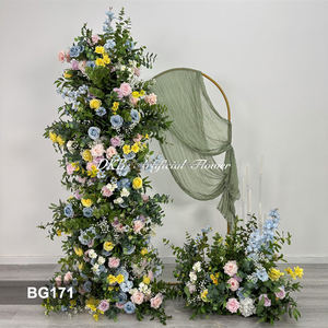 Arche de fleurs artificielles en soie pour décoration de cérémonie d'entrée de mariage DKB Wholesale, support de toile de fond romantique - Product Image 3