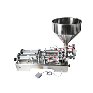 Cabeça dobro semi automático horizontal colar máquina de enchimento pneumática 100 1000 ML