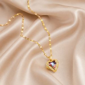 Copper Golden <b>Silver</b> Collarbone Fine Pendant Multicolor Heart Charm Necklace CE Certificate for Women - Product Image 6